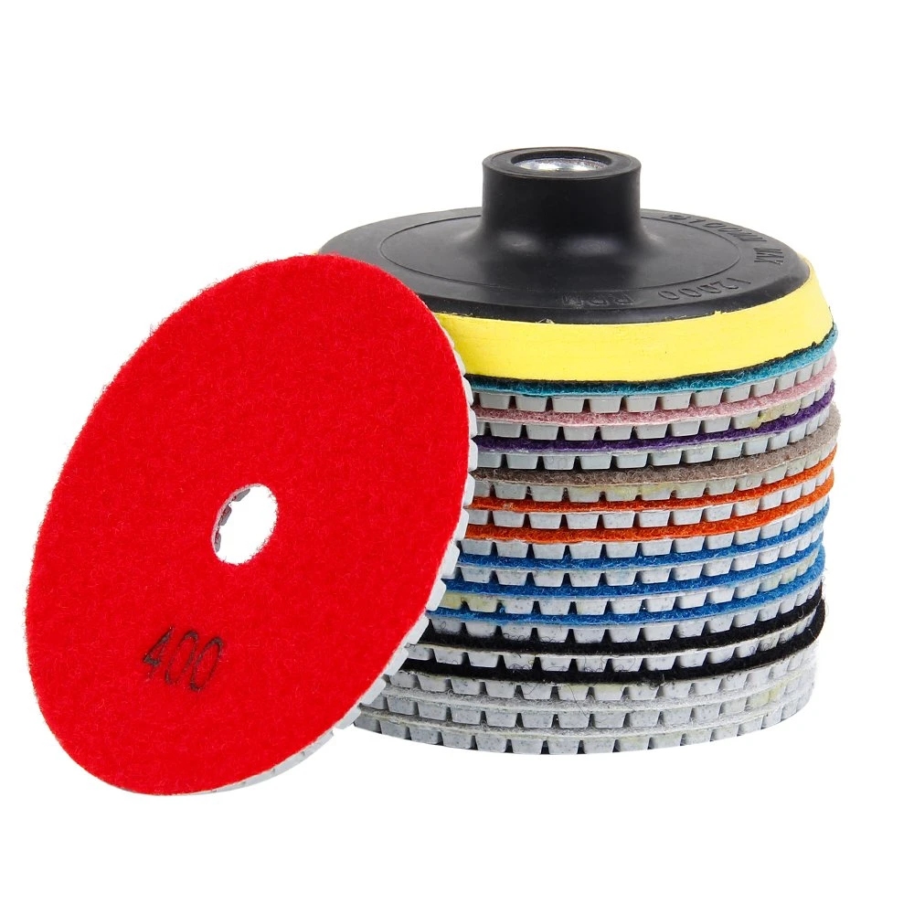 15PCS/Set Diamond Polishing Pads 4inch 100mm Wet/Dry Polishing Backer Granite Marble Concrete Stone